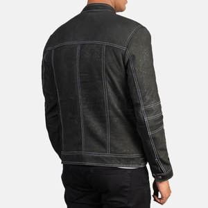 Veste en cuir pour hommes, tenue décontractée de couleur unie Streetwear nouvelle mode confortable veste en cuir pour hommes avec poches zippées - Product Image 6