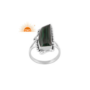 Meilleure vente en argent sterling oxydé malachite naturelle pierre précieuse bague fendue bijoux personnalisés pour les femmes cadeau pour elle - Product Image 1