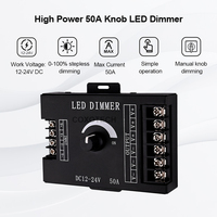 Interrupteur d'éclairage intelligent 50A 1200W gradateur LED haute puissance sans stroboscope coque en métal noir luminosité réglable pour accessoires d'éclairage