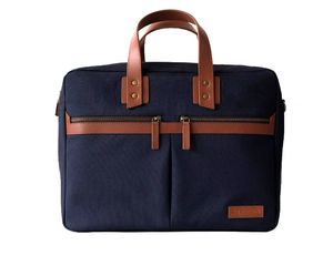Bolso de trabajo para ordenador portátil Oxford azul moderno elegante de gran capacidad tela de cuero genuino bandolera hombro ecológico duradero - Product Image 5