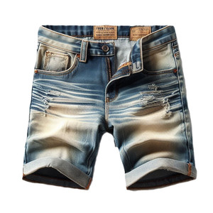 กางเกงยีนส์ขาสั้นสำหรับผู้ชายกางเกงขาสั้นผ้าย้อมสีเรียบในสไตล์คลาสสิกออกแบบเฉพาะในบังคลาเทศ - Product Image 4