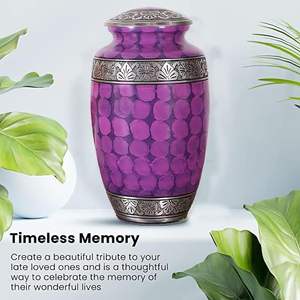Silver Engraved Aluminium Cremation Urn for Human <b>Ashes</b> Adult Male Female Pets Cat <b>Dog</b> Urn Large Burial Funeral (Purple) - Product Image 3