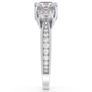 REYES Bague de fiançailles élégante en moissanite taillée princesse à trois pierres en argent sterling 925 pavé, cadeau d'anniversaire, bijoux fins - Product Image 5