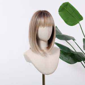 DWY High Quality Synthetic Hair Mixed Dark Blonde Bob <b>Wig</b> with Transparent Lace - Product Image 3