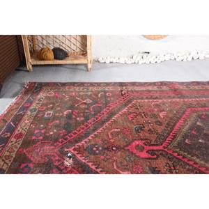 Alfombra de lana de área grande Vintage 4,3X9,4 pies marrón rojo diseño de retales para entrada 9x12 rectángulo abstracto pasillo patrón látex - Product Image 2