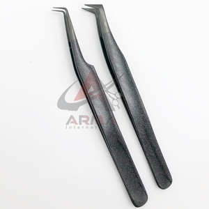 แหนบต่อขนตาปลอมด้ามจับแบบปลายแหลมทำจากสเตนเลสสตีลคุณภาพสูงสีดำแวววาว - Product Image 5