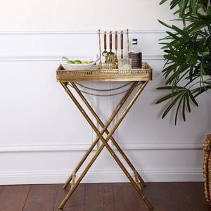 <b>Black</b> Polished Luxury Metal Serving <b>Tray</b> with Handcrafted Premium Golden Stand Serving <b>Tray</b> with Customized Shape & Size - Product Image 5