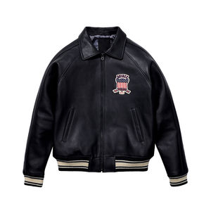 Fabricante de alta calidad al por mayor Unisex Varsity chaqueta de cuero de Cuero 100% puro con logotipo de marca personalizado e impresión - Product Image 5