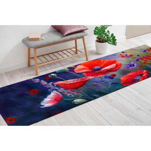 <b>Red</b> Poppy Printed Rug: Modern Floral Design for Living Room,Nonwoven Soft Rug - Product Image 4