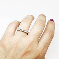Anillo de Boda de Moissanita con Corte Redondo de 2 mm, Eternidad, Plata de Ley 925, Joyería Personalizada