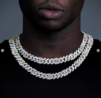 Chaîne cubaine Miami de luxe pour homme, entièrement pavée de diamants, en argent, style hip-hop, bijoux de mode, collier