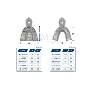 Plateau d'empreinte dentaire de haute qualité, supérieur et inférieur, en acier inoxydable, instruments CE - Product Image 2