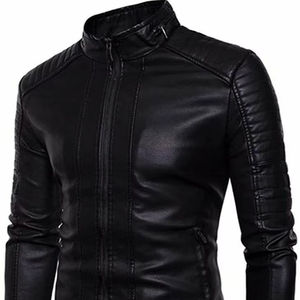 Vestes en cuir formelles de haute qualité avec placement de logo avant à col montant - Product Image 1