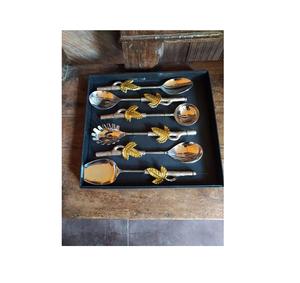 Handmade Brass Spoon Cream Cosmetic for Wedding Gift Items and Best Quality Golden Brass Spoon and Palm Design - Product Image 2