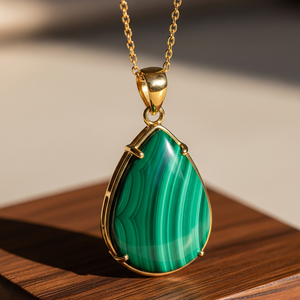 Personnalisable 925 Sterling Silver Dainty Chain 18K Gold Round Shape Pendant Bohemian Natural Malachite Healing Crystal Fashion - Product Image 5