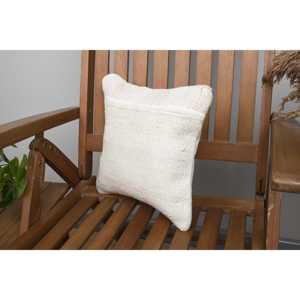 Beige Wool 18x18 Inch Patchwork Pillow Woven <b>Vintage</b> Fluffy Style Luxury Christmas Farmhouse Rustic Accent <b>Bedding</b> - Product Image 3