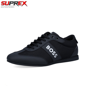 SUPREX ENTERPRISES Sneakers basses en cuir véritable noir et blanc Rusham, personnalisables au laser, anti-odeur, imprimé léopard - Product Image 4