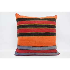 24x24 Inch Multicolor Kantha Patchwork Wool Pillow Vintage Pattern Woven Decorative <b>Cushion</b> - Product Image 1