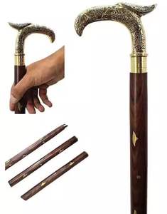 Bastón de Senderismo Elegante de Madera con Punta de Goma y Mango de Latón Artesanal para Apoyo Diario al Caminar, para Personas Mayores y Coleccionistas - Product Image 6