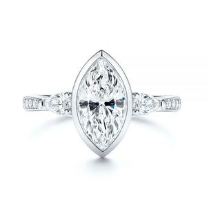 Bague de mariage en or 18k personnalisée, ensemble de lunette à coupe marquise, ensemble de chaînes de mariage, bague en diamant pour femmes - Product Image 5