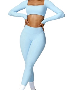 Gimnasio de alta calidad Fitness Activewear Plus Size Wear Entrenamiento Deportes Yoga Legging y Bra Set Slim Less Workout Running Leggings - Product Image 1