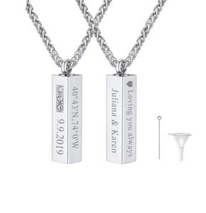 Crystal 4 Sided Bar Urn Necklace for <b>Ashes</b> Stainless Steel Jewelry Memorial <b>Keepsake</b> Urn Lockets Pendant Men Women Custom Size - Product Image 6
