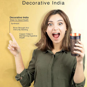 Inde Premium cuivre verre à eau 250 ML sculpture Design noir Antique Royal brillant finition spécialement conçu pour les verres à manger - Product Image 6