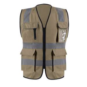 Chaleco de seguridad de alta visibilidad con logotipo personalizado, chaqueta reflectante de clase 3 con múltiples bolsillos, tela de lona de talla grande - Product Image 1