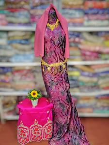 Nouvelle arrivée, dernière tendance, robe traditionnelle somalienne en velours dirac, jacquard uni, couleur rouge vif, motif floral, pour événements spéciaux - Product Image 5