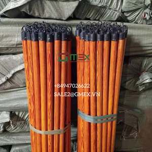Wooden grain plastic household item PVC coated broom handle and escoba stick eucalyptus wood broom handle end hat mop stick