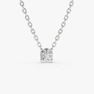 Magnifique collier pendentif solitaire à quatre griffes avec diamant de laboratoire rond de 1,00 carat E-F VS en or 14 carats pour mariage et anniversaire - Product Image 2