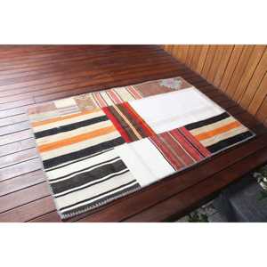 Tapis turc à accents ethniques, tapis vintage 3,2x4,9 pieds, tapis en laine Kilim noir - Product Image 2