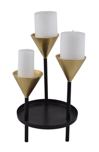 Bougeoir noir en aluminium Décoration d'intérieur Porte-bougie pour les fêtes et les événements Décoration intérieure moderne - Product Image 5