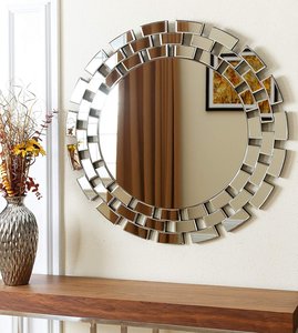 Beautifully Handmade Foyer Hallway Entry Elegant <b>Wall</b> Mount <b>Round</b> Glass <b>Mirror</b> for Home Decor - Product Image 3