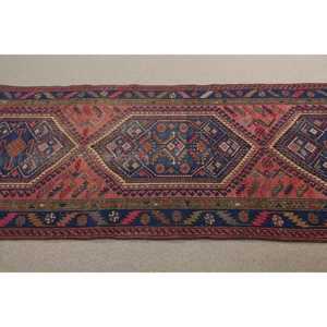 Turkish Vintage <b>Runner</b> Rug 0.3x9.5 ft, <b>Red</b> Floral Rug Wool - Product Image 3