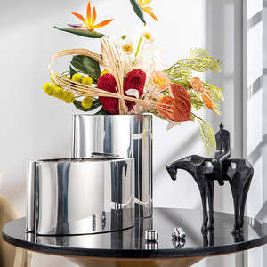 Florero Cilíndrico de Metal, Decoración para el Hogar, Centro de Mesa para Arreglos Florales, Diseño Moderno, Calidad Premium - Product Image 4