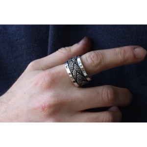Vintage Classic 925 Sterling Silver Rhodium Plated Braided Gemstone Rings Handmade Engagement Woven Band Jewelry for Men Women - Product Image 6