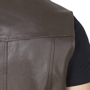 Nouveau Gilet 2025 en Cuir de Vache Véritable Ciré avec Taille Personnalisée Marron Homme 100% Authentique Prix de Gros - Product Image 2