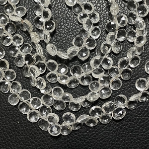 <b>Crystal</b> Quartz Faceted Heart Shape Briolette <b>Beads</b> Good Quality <b>Beads</b> Gemstone for Jewelry supplies - Product Image 4