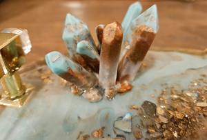 Plateau en résine à paillettes bleues de qualité supérieure Plateau fait main brillant élégant pour la décoration intérieure Table basse et l'organisation de l'Inde - Product Image 5