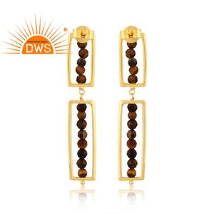 ต่างหูแบบห้อยอัญมณีรูปเสือสีเหลืองลูกปัดเงินแท้เครื่องประดับสำหรับผู้หญิงของขวัญสำหรับผู้หญิง - Product Image 1