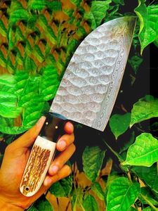 Amazon ขายร้อนดามัสกัสเหล็กแฮนด์เมดปลอมมีดมีดตัดสับครัวกลางแจ้งมีดฆ่าเชฟ - Product Image 2
