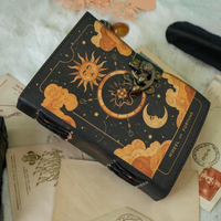 Carnet Grimoire en Cuir Imprimé Soleil et Lune, Livre de Sortilèges Mystiques, Ombres, Fait Main, Magique, Noël, Wicca, Rituels de Sorcellerie