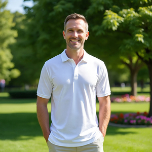 Polo de golf décontracté en coton uni à manches courtes pour hommes T-shirt à col rabattu de haute qualité pour hommes - Product Image 1