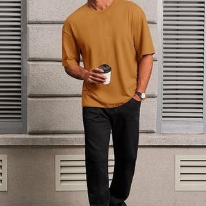 Heavyweight Thick Hip Hop Loose Fit Gym Workout Exercise Cotton <b>Men's</b> <b>Tshirt</b> Heavy 300gsm Down Shoulder T-shirt Boxy Fit t Shirt - Product Image 2