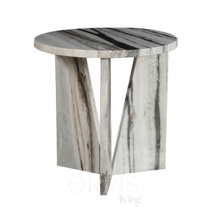 Table d'appoint ronde en marbre naturel, table d'appoint moderne faite à la main, meuble de luxe sur piédestal pour la décoration du salon et de la chambre à coucher - Product Image 2