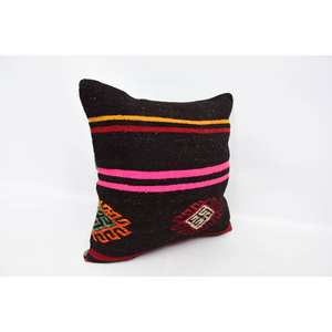 Cojín de lana bordado Kilim Multicolor de 24x24 pulgadas, almohada con estampado Vintage esponjoso de lujo para decoración de sofá de sala de estar - Product Image 3