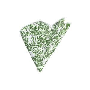 Green and <b>White</b> Hawaiian Pattern Printed <b>Pocket</b> <b>Square</b> - Product Image 1