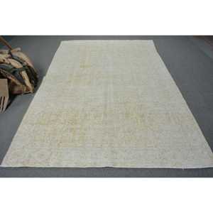 พรมตุรกีขนาดใหญ่ 6.1x9.2 ฟุต สีขาวน้ำเงิน พรมขนสัตว์สีพื้น - Product Image 1