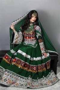 Service OEM : Ensembles 2 pièces (Robe longue coupe trapèze et Pantalon) en dentelle afghane vintage, brodés de pièces anciennes, de pompons et de boutons, pour mariée - Product Image 3
